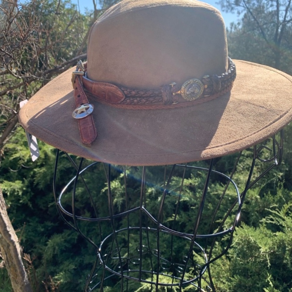 Brown Suede Western Hat with Braided Band,HP25 - Picture 5 of 12